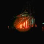 a stage with a crowd of people