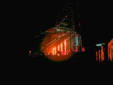 a stage with a crowd of people