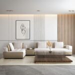 a room with a couch and a table