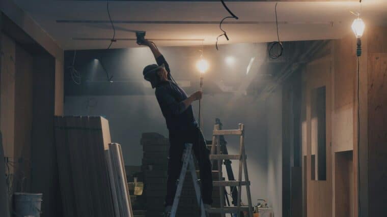 man on white ladder