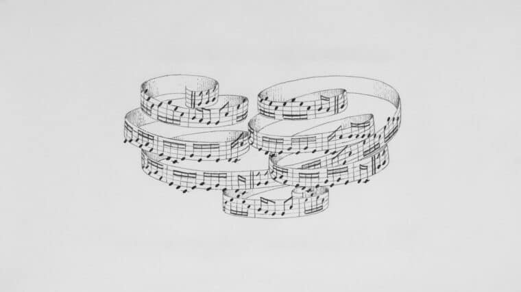 a drawing of a bunch of musical notes